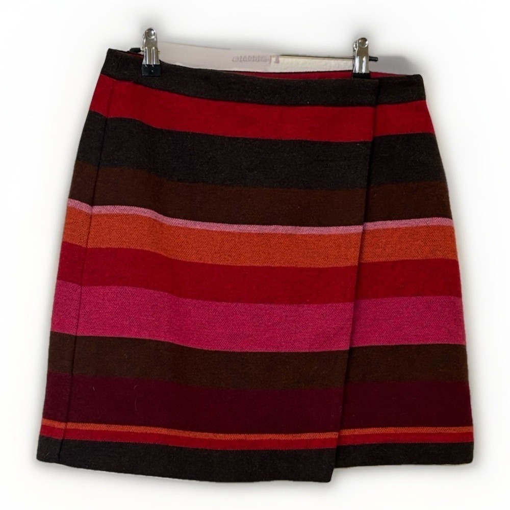 LOFT Womens Size 6 Striped Knit Skirt Multicolor Pink Red Brown A-Line Short